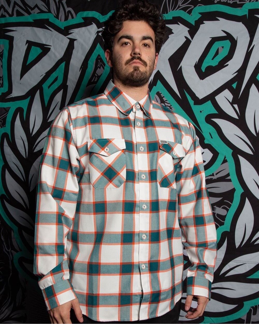 DIXXON Undefeated Miami Dolphins Flannel Button Down Shirt White, Blue, Size L